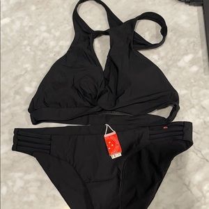 Red Carter Black Bikini Swim Set